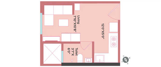 Marathon Neopark Bhandup - Floor plan Studio 173 Sq.ft