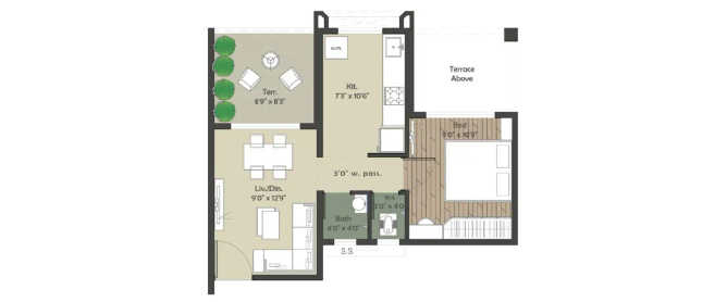 Today Utsav City Panvel - Floor plan 1 BHK 415 Sq.ft