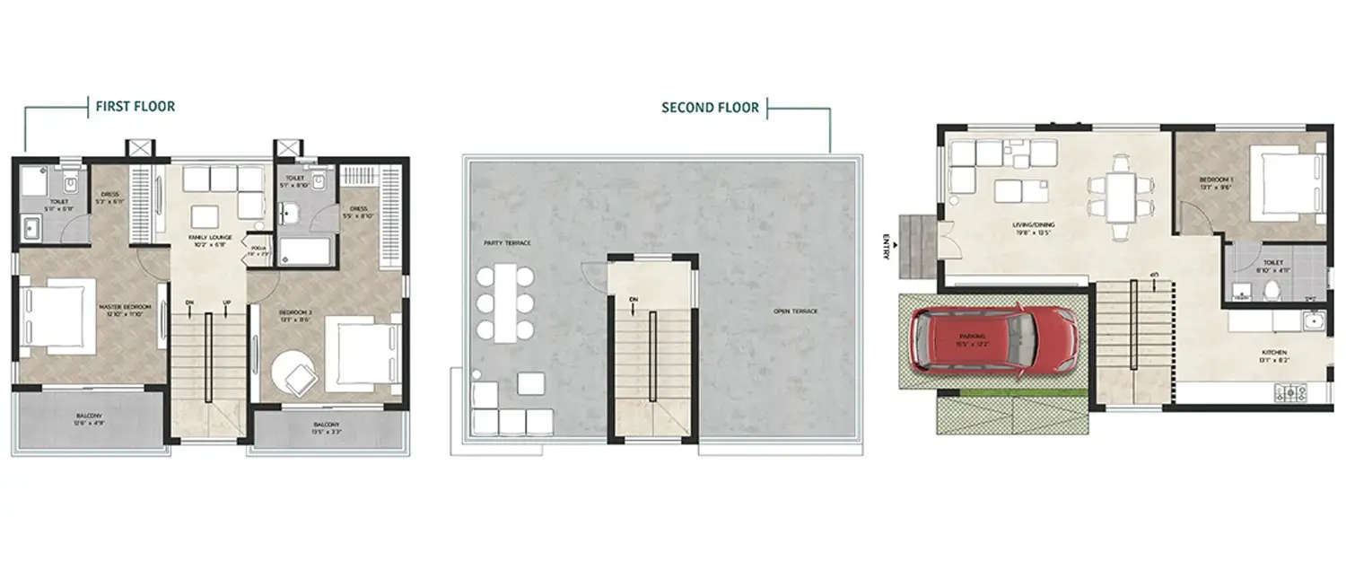 Floor plan for 3 BHK