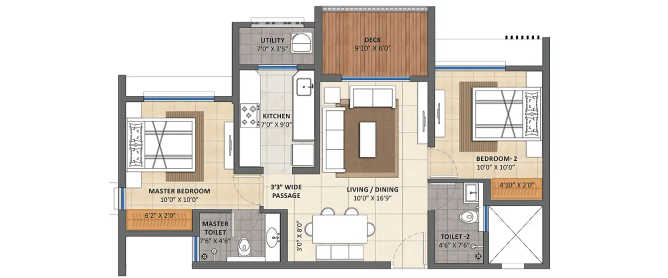 Lodha Casa Belvedere Dombivali - Floor plan 2 BHK 680 Sq.ft