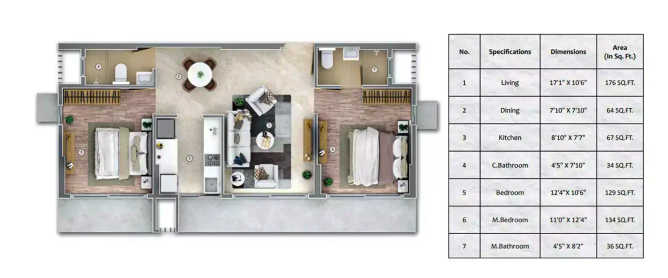 Sugee Srushti Dadar - Floor plan 2 BHK 667 Sq.ft