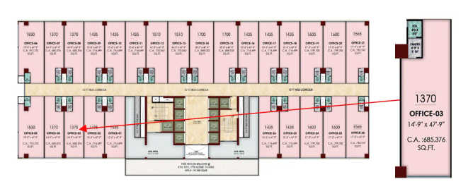 Akshar Level 23 Vashi - Floor plan Commercial Office 1370 Sq.ft