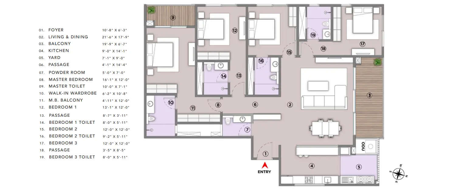 Floor plan for 4 BHK