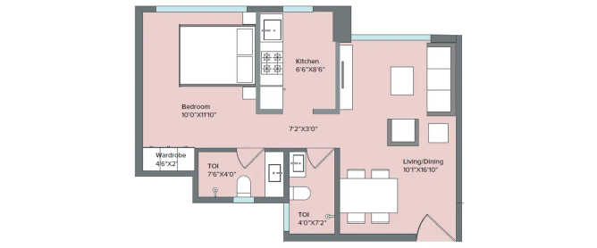 Marathon Nexzone Bodhi Panvel - Floor plan 1 BHK 452 Sq.ft