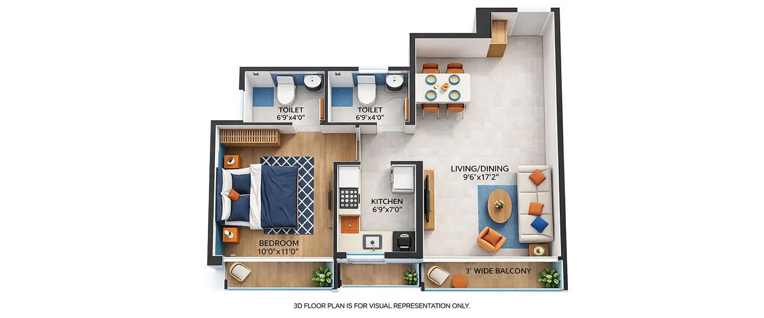 Floor plan for 1 BHK