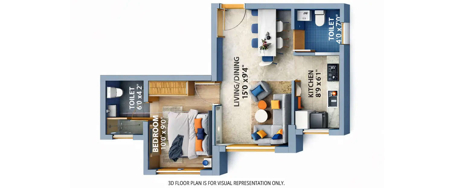 Floor plan for 1 BHK