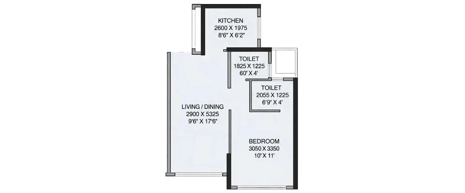 Floor plan for 1 BHK