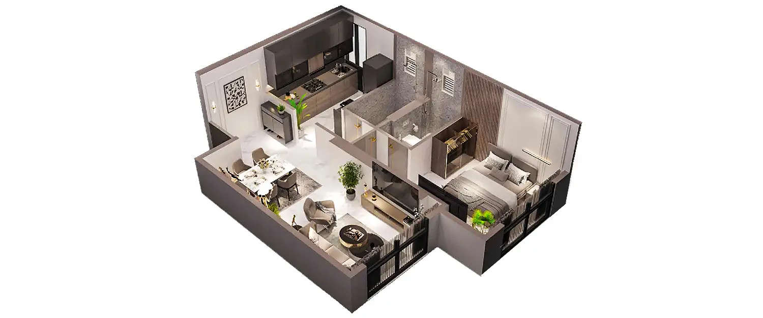 Floor plan for 1 BHK