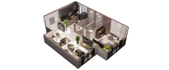 Esto Arkis Andheri - Floor plan 1 BHK 489 Sq.ft