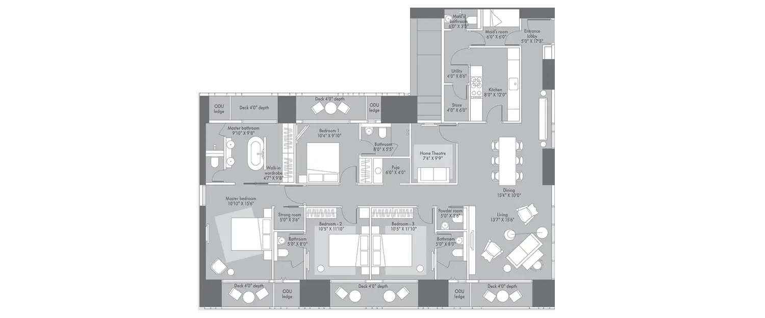 Floor plan for 4 BHK