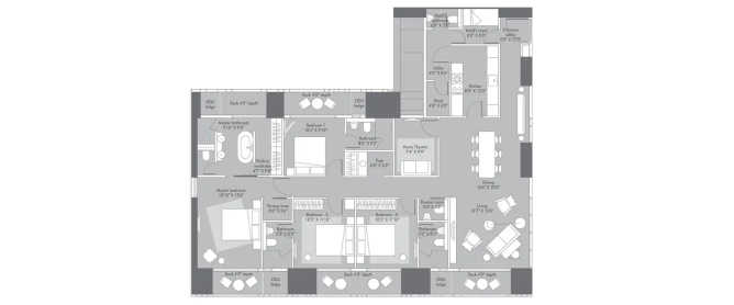 Lodha Evoq Wadala - Floor plan 4 BHK 2000 Sq.ft