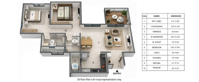 Shapoorji Pallonji Codename Tornado Hinjewadi - Floor plan 2 BHK 561 Sq.ft