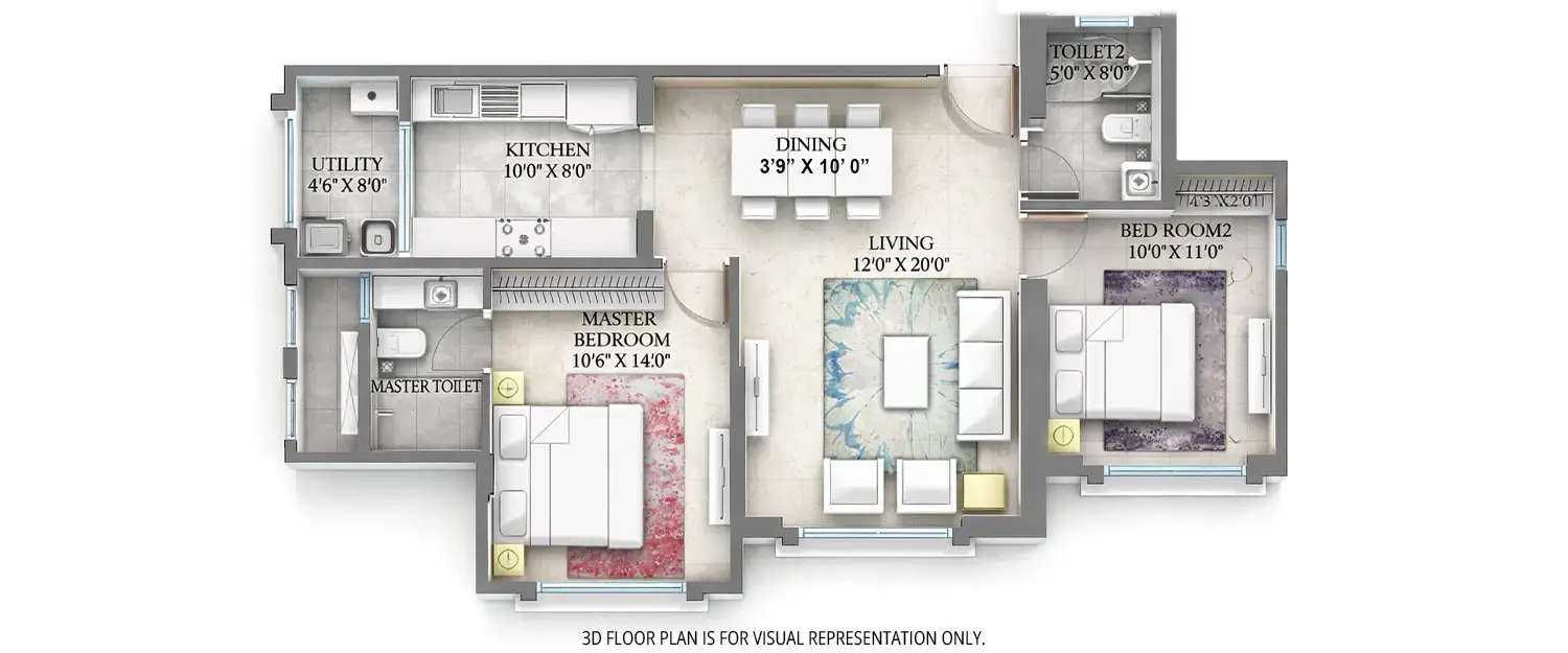 Floor plan for 2 BHK