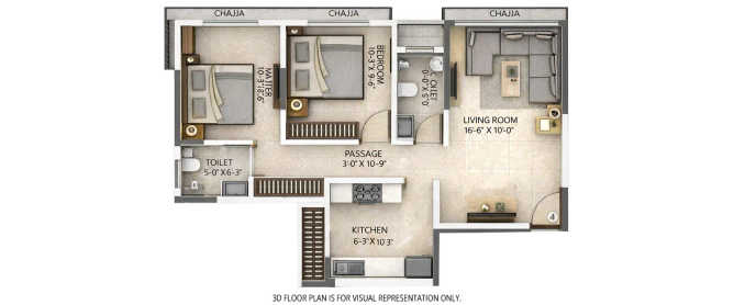 Suraj Lumina Dadar - Floor plan 2 BHK 578 Sq.ft