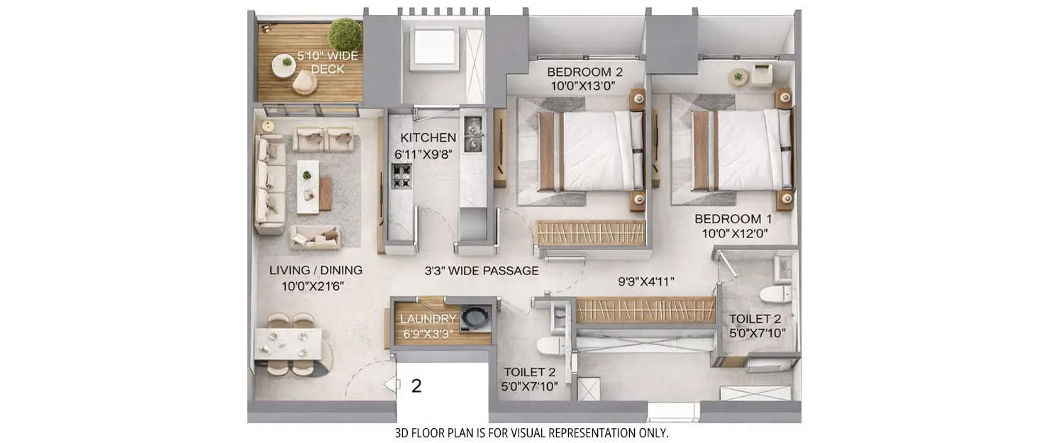 Floor plan for 2 BHK