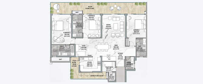 M3M The Cullinan Sector 94 - Floor plan 3 BHK 3200 Sq.ft