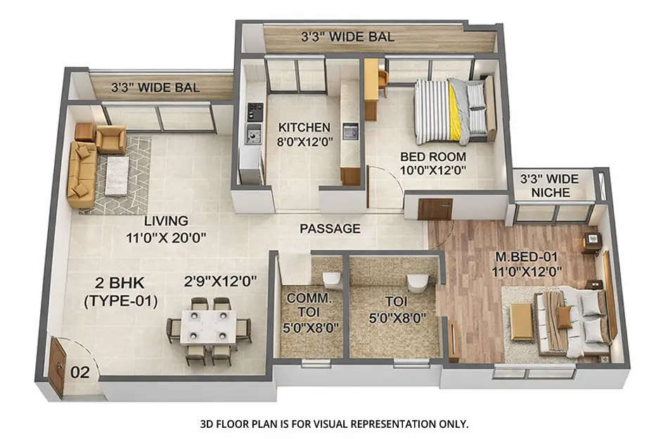 Floor plan for 2 BHK