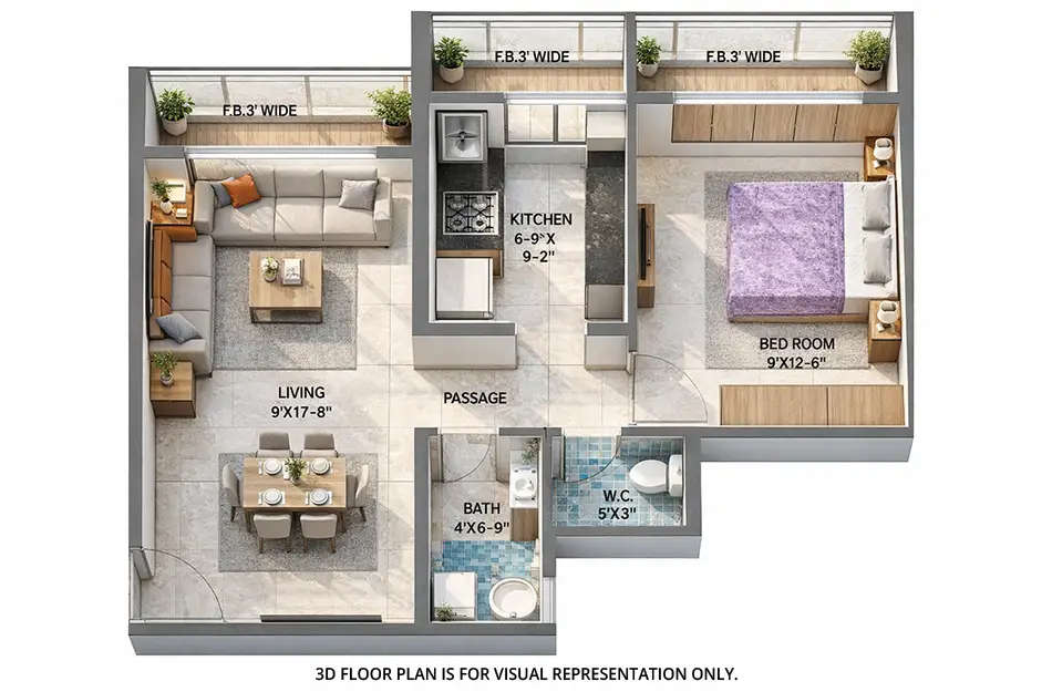 Floor plan for 1 BHK