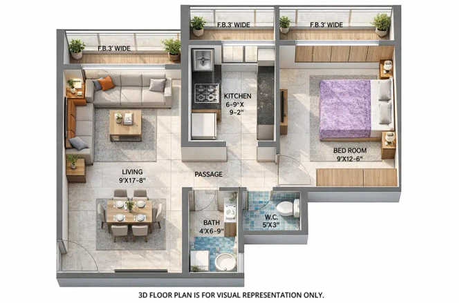 Arihant Aalishan Kharghar - Floor plan 1 BHK 503 Sq.ft