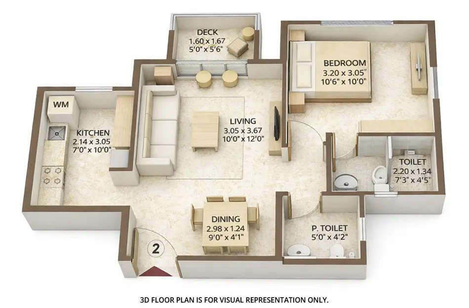 Floor plan for 1 BHK