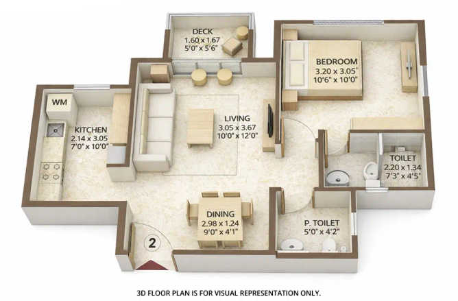 Hiranandani Wood Spring Kalyan - Floor plan 1 BHK 445 Sq.ft