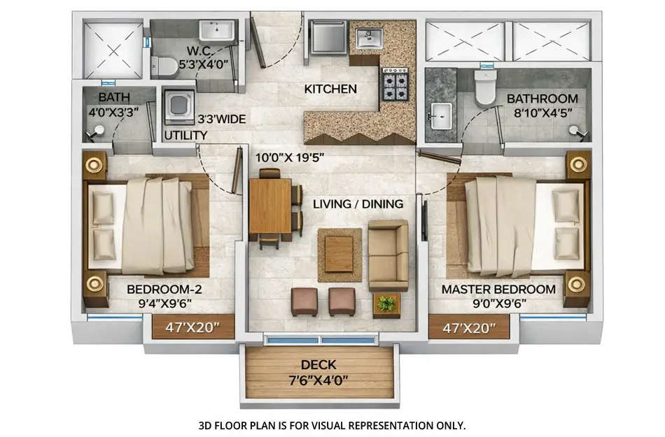 Floor plan for 2 BHK