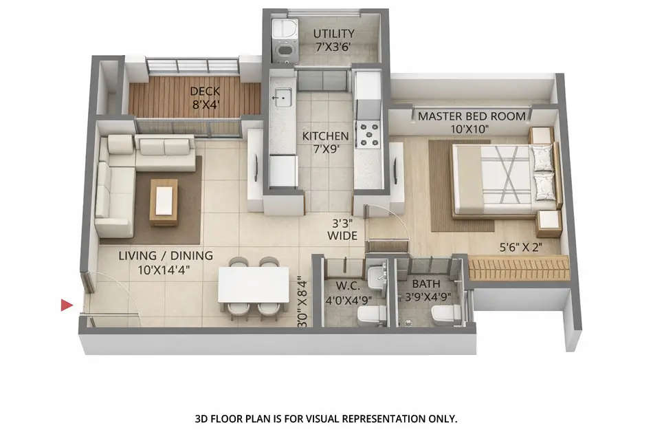 Floor plan for 1 BHK