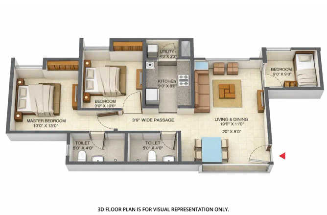 Lodha Casa Marvella Dombivali - Floor plan 1 BHK 434 Sq.ft