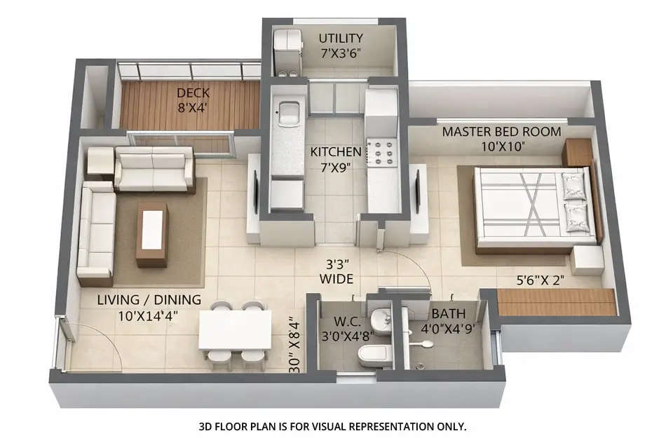 Floor plan for 1 BHK