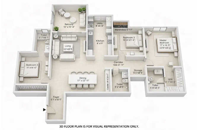 Assetz Mizumi Reserve Kudlu - Floor plan 3 BHK 1900 Sq.ft