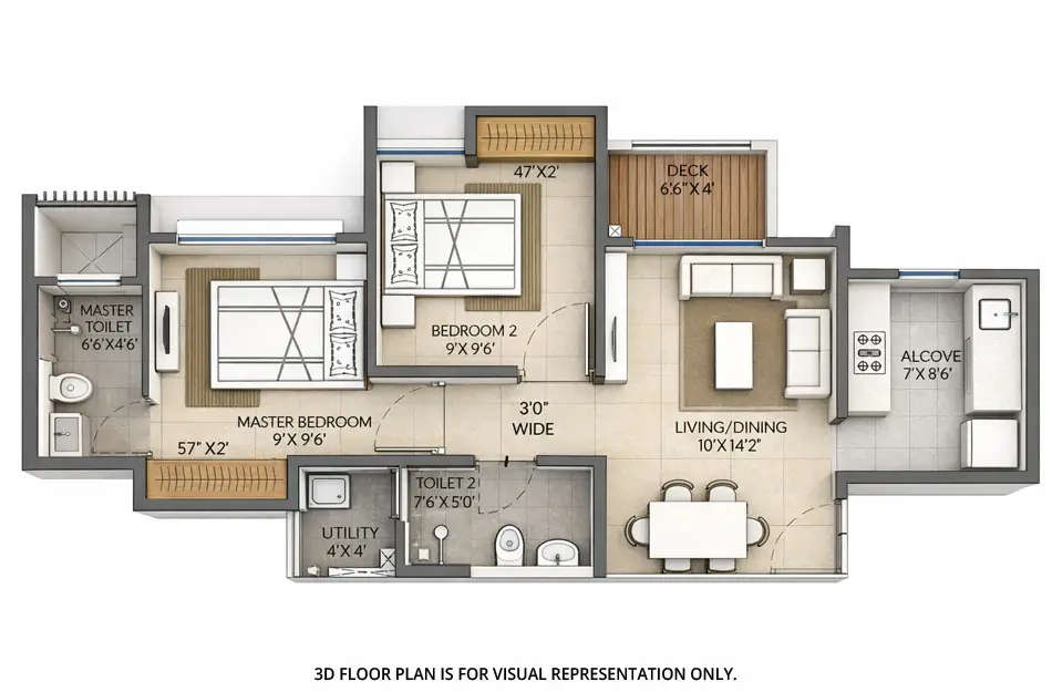 Floor plan for 2 BHK