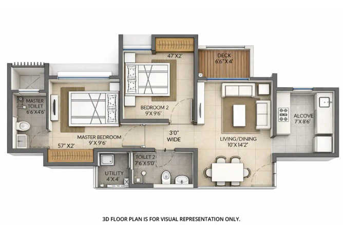 Lodha Codename Central Dombivali - Floor plan 2 BHK 572 Sq.ft