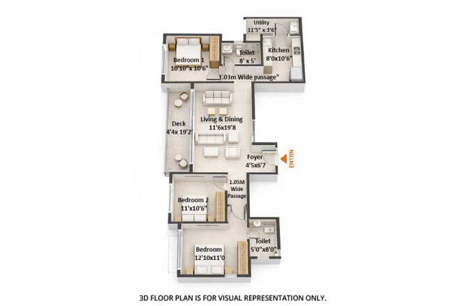 Godrej MSR City Shettigere - Floor plan 3 BHK 1610 Sq.ft
