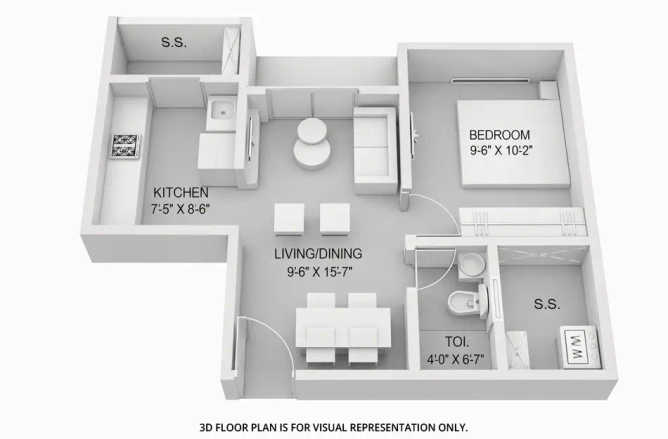 Paradigm Antalya Jogeshwari - Floor plan 1 BHK 358 Sq.ft