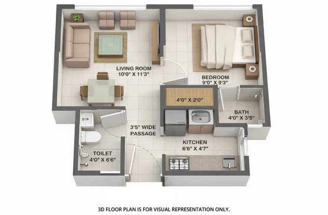 Lodha Crown Dombivali Dombivali - Floor plan 1 BHK 322 Sq.ft