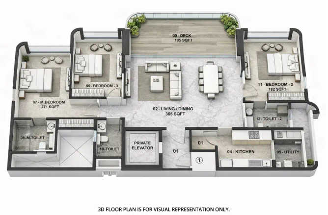 Lodha Hanging Gardens Dombivali - Floor plan 3 BHK 1577 Sq.ft