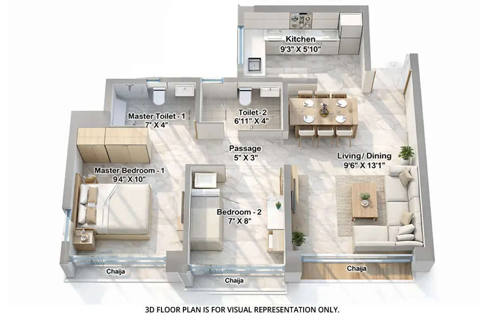 Floor plan for 1.5 BHK
