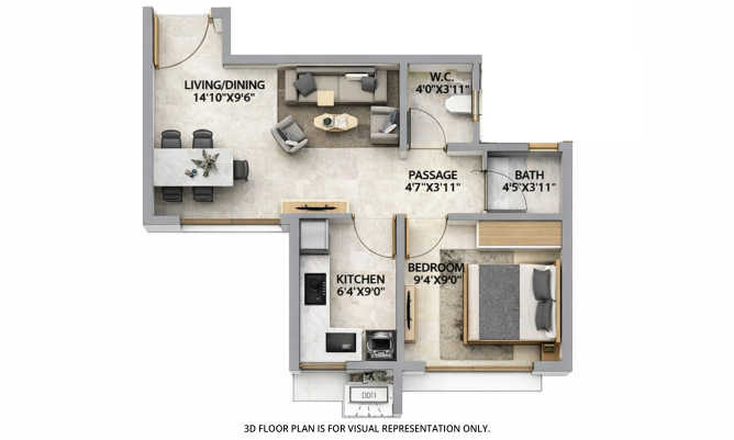 Runwal Manhattan Kanjurmarg - Floor plan 1 BHK 368 Sq.ft