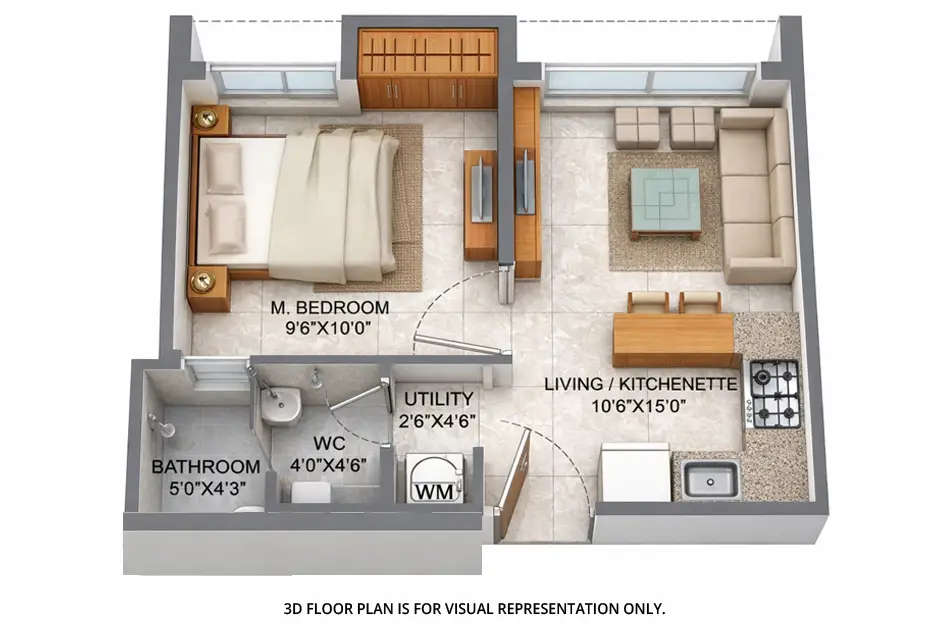 Floor plan for 1 BHK