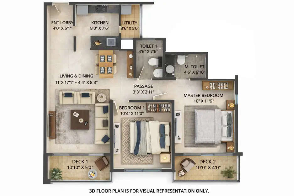 Floor plan for 2 BHK