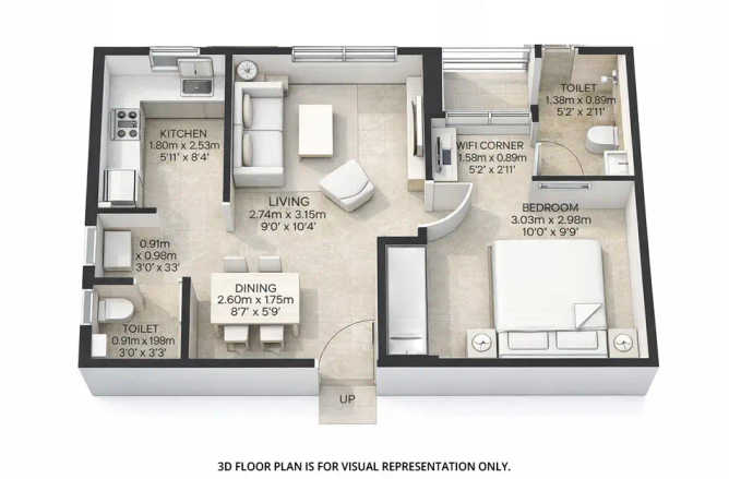 Mahindra Happinest Kalyan - Floor plan 1 BHK 393 Sq.ft