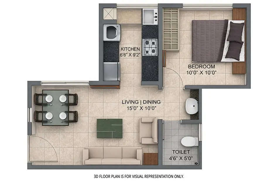Floor plan for 1 BHK