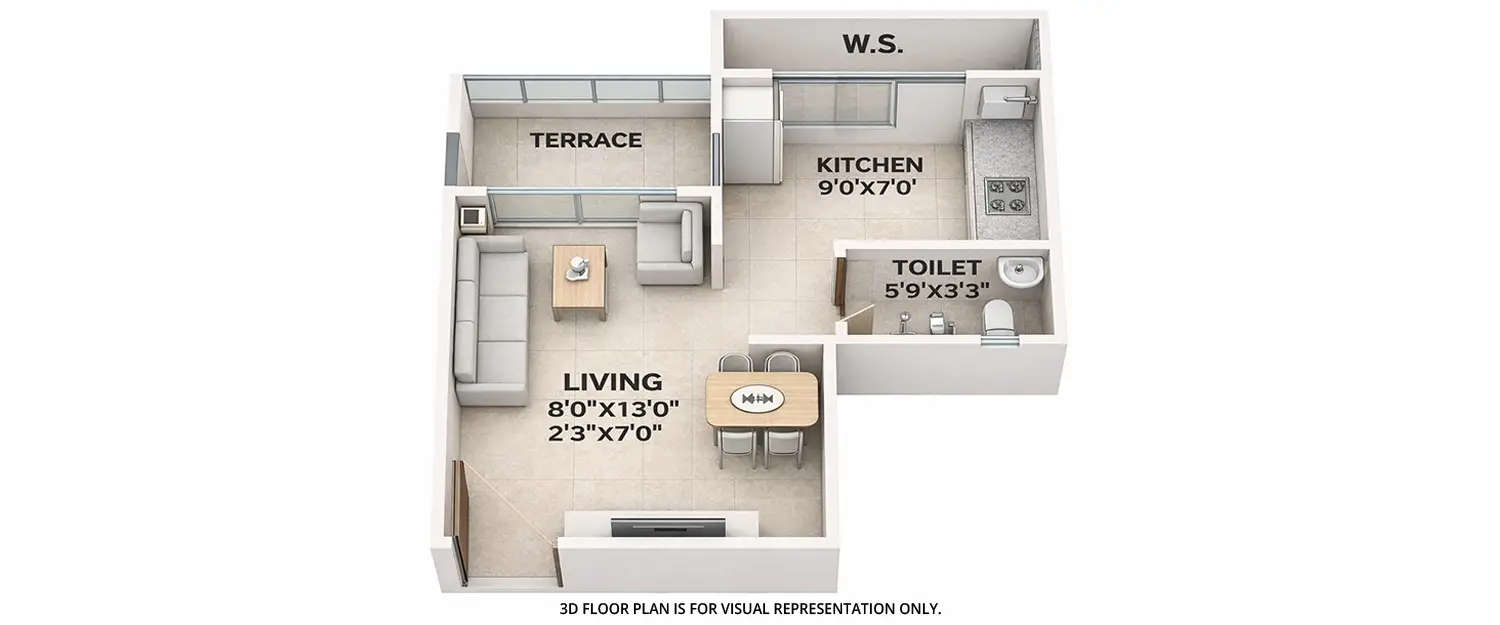 Floor plan for 1 RK