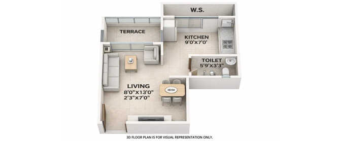 Akshar River Gate Panvel - Floor plan 1 RK 192 Sq.ft