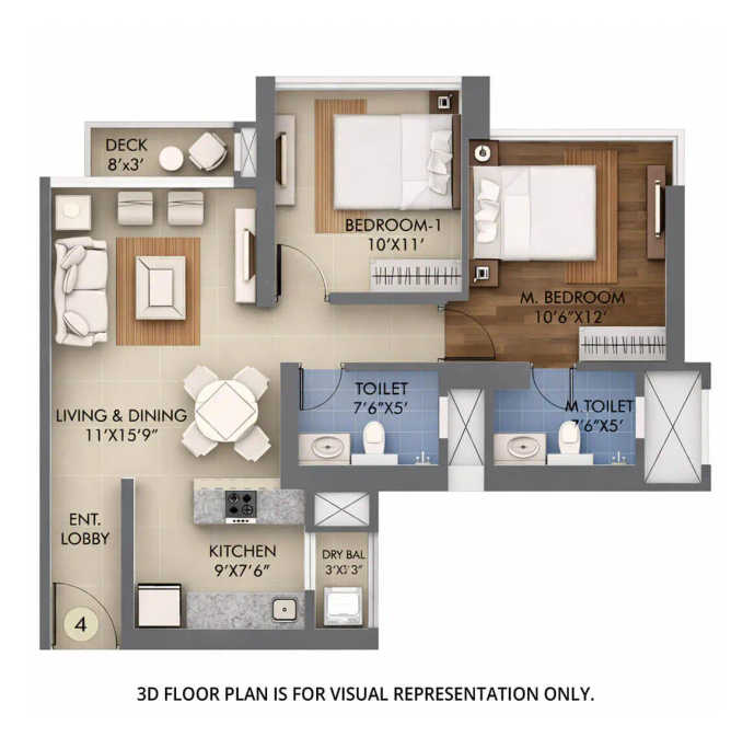 Sheth Montana Mulund - Floor plan 2 BHK 710 Sq.ft