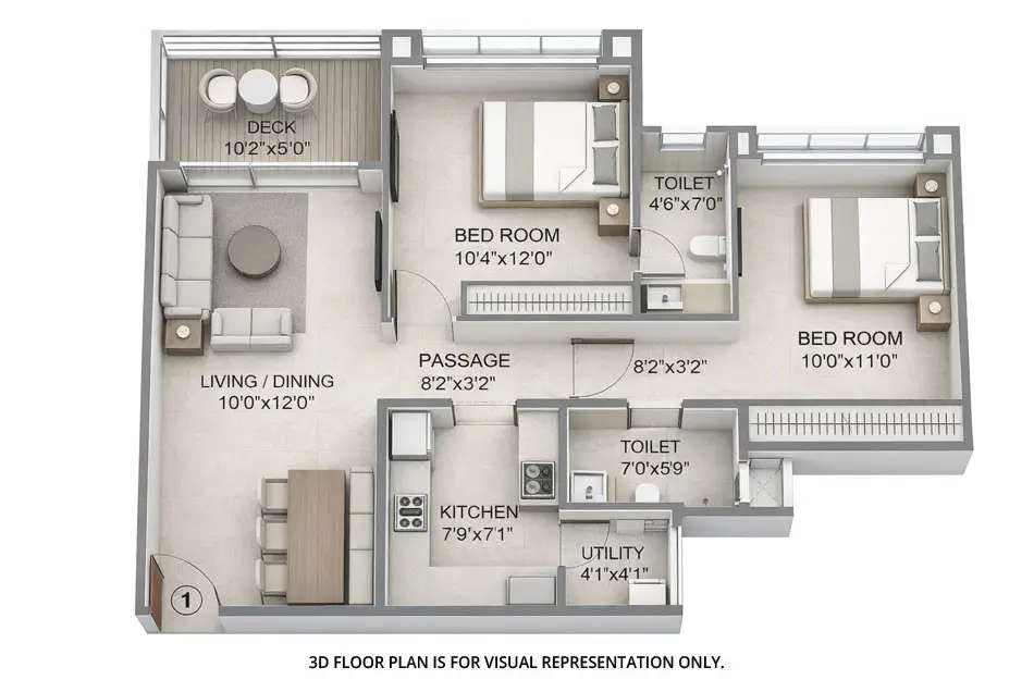 Floor plan for 2 BHK