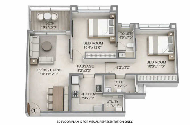 Chandak Sarvam Andheri - Floor plan 2 BHK 775 Sq.ft