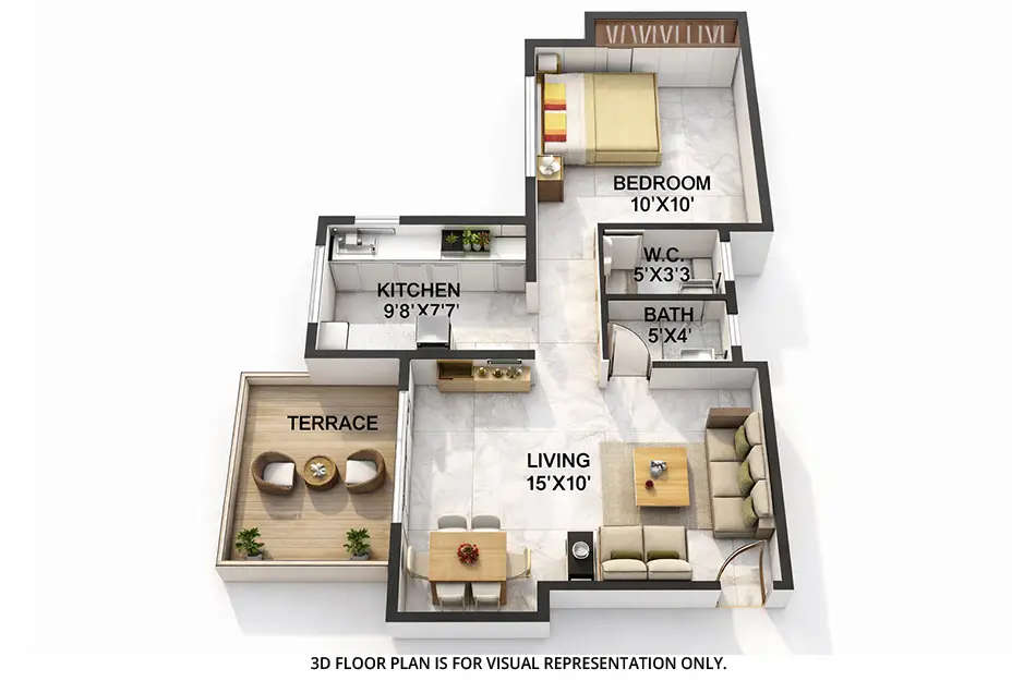 Floor plan for 1 BHK