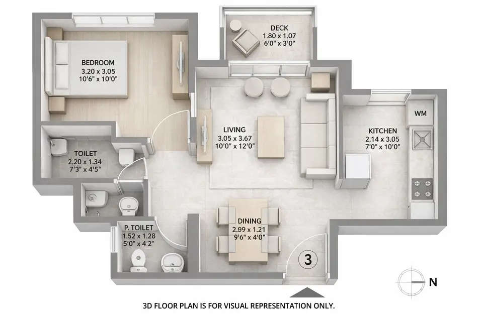 Floor plan for 1 BHK