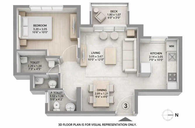 Hiranandani Kalyan Kongaon - Floor plan 1 BHK 445 Sq.ft